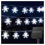 Brightown Solar Christmas Snowflake String Lights 100 LED 39 Feet Outdoor Waterproof Fairy Lights with 8 Lighting Modes for Wedding, Party, Tree, Room, Garden, Patio, Yard, Home, Pure White