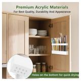 Malldii 9.5â Large Acrylic Straw Holder for Cabinet Door - Reusable Tumbler Straw Organizer Storage, Small Kitchen Accessories Container, Ultra Sticky Cupboard Door Mounted (White)