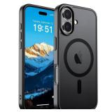 SUPFINE Magnetic for iPhone 17 Case (Compatible with MagSafe)(Military Grade Drop Protection) Translucent Matte Shockproof with Anti-Fingerprint Phone Cover,Black