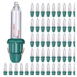 Mudder 50 Pcs Replacement Mini Light Bulbs Christmas Tree 2.5 V Incandescent Glass String Light Bulbs with Base Indoor Outdoor Xmas Decoration, 0.17 Ampere, 0.425 Watt (Clear,Green)