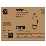 GE Relax LED Light Bulbs 60W, Soft White Candle Lights, Frosted Decorative Light Bulbs, Medium Base (8 Pack)