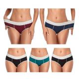 dorcastimo Womens Underwear Cotton Hipster Panties for Women Mid Rise Underwear Soft Full Coverage Briefs 5 Pack(Large, Black/Deep Red/Deep Blue/Green/Black)