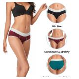 dorcastimo Womens Underwear Cotton Hipster Panties for Women Mid Rise Underwear Soft Full Coverage Briefs 5 Pack(Large, Black/Deep Red/Deep Blue/Green/Black)