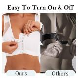 J-pone Front Closure Posture Bras Womens Bras No Underwire Full Support Wireless Back Support Full Coverage Bra Comfort Unpadded with Nipple Covers, White XL