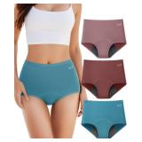 TANSTC Period Underwear for Women Heavy Flow Leakproof Panties Soft Fit Teens High Waisted Menstrual Panties Postpartum Hipster Briefs -3 Pack 3XL