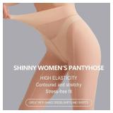 ChicVerves 2 Pairs Shiny Pantyhose for Women Footed Tights Silk Oil Shimmer Stockings with Control Top, Black+Natural L-XL