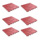 Pure Garden 6-Pack Polypropylene Interlocking Patio Deck Tiles - Weather-Resistant Outdoor Flooring for Balcony, Porch, and Garage (Bridk Red)