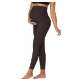 Sunzel Sunzfly Maternity Leggings for Women Over The Belly Buttery Soft Pregnancy Yoga Pants for Autumn Winter Work Out Lounge 7/8 Length 25 Inseam (Seal Brown, Medium)