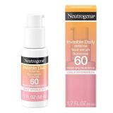 Neutrogena Invisible Daily Defense Broad Spectrum SPF 60, Antioxidants for Skin Glow, Hydrating Face Sunscreen Serum, Water Resistant (80 minutes), Oil-Free, Fragrance Free, Non Comedogenic, 1.7 Fl Oz