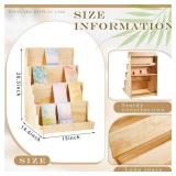 Barydat Wooden Card Display Stand Stationary Organizer Sticker Stand for Vendor Crafts Greeting Card Organizer Rack Retail Display Holder(14.57 x 14.96 x 20.47 Inch (4 Tier),Wood)