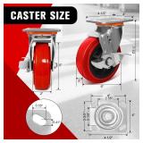 6\"x2\" Industrial Grade Polyurethane Casters, Set of 4 5000 lb Capacity Polyurethane on Polypropylene Wheel- Use for Industrial Equipment Logistics and Aviation Equipment (2 Brake & 2 Swivel) Retail-