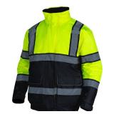 FONIRRA High Visibility Safety Bomber Jackets with Fleece Liner, ANSI Class 2 Reflective Waterproof Jacket for Men, XL