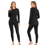 SIMIYA 2 Pack Thermal Underwear for Women Long Johns Winter Warm Fleece Lined Base Layer Set Cold Weather Top and Bottom, Medium