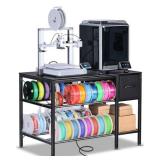 3D Printer Table with Filaments Storage - 3D Printer Stand Filament Storage Rack Heavy Duty 3D Print Desk with Drawer for Workshop Studio Office (Black) Retail- $130