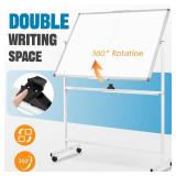 AMUSIGHT 48\" X 36\" Large Rolling Whiteboard, 360°Rotation Magneitic White Board with Stand, Double Sides Whiteboard Easel on Wheels, Big Dry Erase Board for Office, School, Home