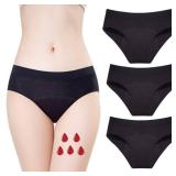 ZVZK Period Panties Heavy Flow Absorbent Women Leak Proof Panty Postpartum Pants Menstrual Underwear Teen (S,Black),