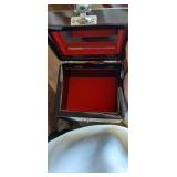 Vintage Jewelry Box with Red Velvet Interior