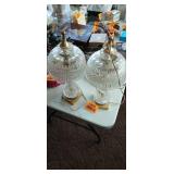Set of 2 Gold and 24% Lead Crystal Underwriters Laboratories Lamps