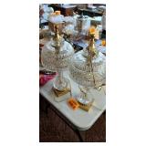 Set of 2 Gold and 24% Lead Crystal Underwriters Laboratories Lamps