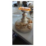 Decorative Candlestick Holder in White Done in grape and vine motif
