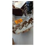 Glass Bowl with Metal Holder with Handle