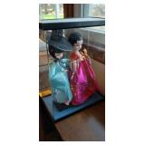 Vintage Korean Native Ceremonial Wedding 10" Dolls In Plastic 12" Display Case