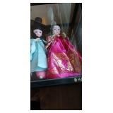 Vintage Korean Native Ceremonial Wedding 10" Dolls In Plastic 12" Display Case