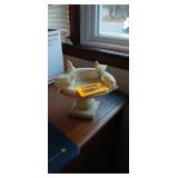 Vintage Italian hand-carved Italian Alabaster Mini Bird Bath