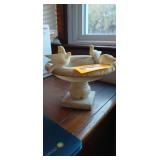 Vintage Italian hand-carved Italian Alabaster Mini Bird Bath
