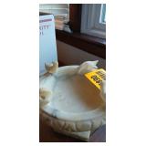 Vintage Italian hand-carved Italian Alabaster Mini Bird Bath