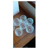 Iridescent Glass Pitcher with Stirring Stick and Six Small Cups