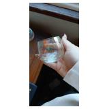 Iridescent Glass Pitcher with Stirring Stick and Six Small Cups