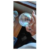 Iridescent Glass Pitcher with Stirring Stick and Six Small Cups