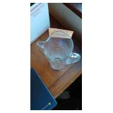 Iridescent Glass Pitcher with Stirring Stick and Six Small Cups