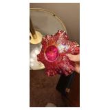 Fenton Red Carnival Glass Persian Medallion Basket