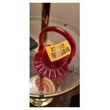 Fenton Ruby Red Hobnail Art Glass Basket