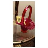 Fenton Ruby Red Hobnail Art Glass Basket