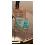 Vintage L.G. Wright Light Blue Glass Colonial Horse Carriage Cart Ashtray Bowl