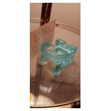 Vintage L.G. Wright Light Blue Glass Colonial Horse Carriage Cart Ashtray Bowl