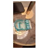 Vintage L.G. Wright Light Blue Glass Colonial Horse Carriage Cart Ashtray Bowl