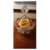 Vintage Hofbauer Ruby Byrdes Collection 24% Lead Crystal Lidded Candy Dish