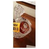 Vintage Hofbauer Ruby Byrdes Collection 24% Lead Crystal Lidded Candy Dish