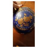 Antique Cobalt Blue Glass Vase featuring extensive gold gilt and enamel decoration of roses