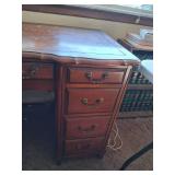 Sturdy Wood Desk with Multiple Drawers and Handles