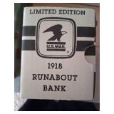 1918 US Mail Runabout Bank Limited Edition Mail Carrier Collectible