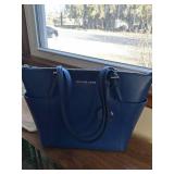 Blue Michael Kors Handbag with Silver Accents
