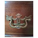 Dark Brown Wooden Bedroom Set with Brass Accent Metal