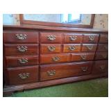 Dark Brown Wooden Bedroom Set with Brass Accent Metal