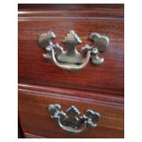 Dark Brown Wooden Bedroom Set with Brass Accent Metal