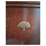 Dark Brown Wooden Bedroom Set with Brass Accent Metal